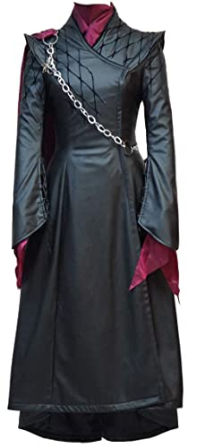 Yanny Daenerys Targaryen Cosplay Kostüm Erwachsene Frauen Kleid Drachen Krieger Kampf Anzug Halloween Cosplay (Black, 3X-Large) von Yanny