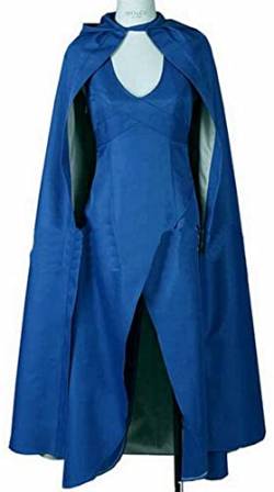 Yanny Daenerys Targaryen Kostüm Kleid Damen Daenerys Targaryen Cosplay Outfit mit Perückenumhang Halloween Anzug (Blue, X-Small) von Yanny