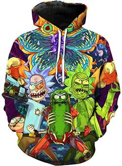 Yanny Herren Damen Rick Hoodies Anime Morty Pullover 3D Sweatshirt Casual Kapuzenpullover Jacke (M, Stil 03) von Yanny