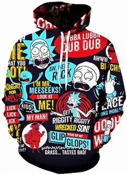 Yanny Herren Damen Rick Hoodies Anime Morty Pullover 3D Sweatshirt Casual Kapuzenpullover Jacke (S, Stil 12) von Yanny