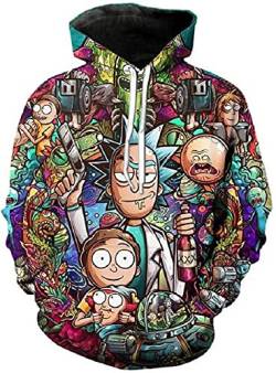 Yanny Herren Damen Rick Hoodies Anime Morty Pullover 3D Sweatshirt Casual Kapuzenpullover Jacke (XL, Stil 01) von Yanny