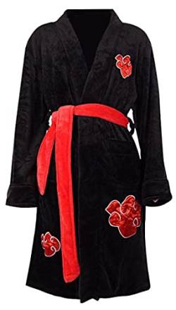 Yanny Uchiha Itachi Bademantel Akatsuki Herren Soft Nachtwäsche Anime Cosplay Flanell Robe Pyjamas Kimono (M, Schwarz) von Yanny