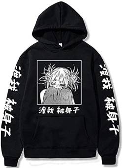 Yanny Unisex Anime Himiko Toga Hoodie MHA Sweatshirts Kapuzenpullover Pullover Cosplay Kostüm Trainingsanzug (L, A-Schwarz) von Yanny