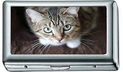 Katze Whiskers Kitty Tabby 2078 Zigarettenetui / -schachtel Visitenkartenetui Edelstahlgehäuse Silber Metall Brieftasche Schutz von Yanteng