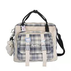 Yanyan Kawai Rucksack, japanische Schulhandtasche, Damen-Rucksack mit Bären-Plüsch-Kawaii-Pin, Kawaii-Rucksack, langlebige Büchertasche, ästhetischer Rucksack für Teenager-Mädchen, Schwarz von Yanyan