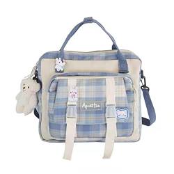 Yanyan Kawai Rucksack, japanische Schulhandtasche, Damen-Rucksack mit Bären-Plüsch-Kawaii-Pin, Kawaii-Rucksack, langlebige Büchertasche, ästhetischer Rucksack für Teenager-Mädchen, blau von Yanyan
