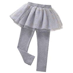 Fußlose Leggings für kleine Mädchen mit Tutu-Rüschen-Twinkle-Star-Rock Stretch-Baumwoll-Hosenrock (Grau, 5J) von Yao