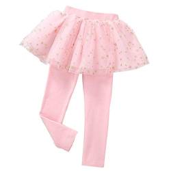 Yao 2-8 Jahre Fußlose Leggings für kleine Mädchen mit Tutu Ruffle Twinkle Star Rock Stretchiger Baumwollhosenrock(Rosa, 3J) von Yao