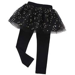 Yao 2-8 Jahre Fußlose Leggings für kleine Mädchen mit Tutu Ruffle Twinkle Star Rock Stretchiger Baumwollhosenrock (Schwarz, 3J) von Yao