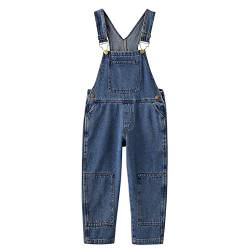 Yao 3-12Jahre Mädchen Jumpsuit & Strampler Big Kid Lätzchen Overalls Blau Verstellbare Gürtel Jeanshose (Dunkelblau, 9-10J) von Yao