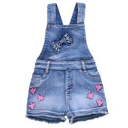 Yao 3J-7J kleine Mädchen Baumwolle Libelle Denim Farbe Paillettenhose Lätzchen Blau Verstellbare Gürt Hosenträger Strampler(7J, Libelle) von Yao