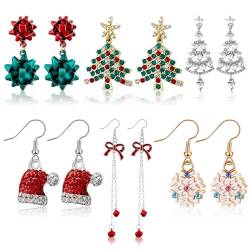 6 Paare Hängende Weihnachten Ohrringe Schneeflocken Weihnachtsohrringe Weihnachtsbaum Ohrringe Neuartige Lustige Weihnachten Ohrhänger für Damen Mädchen Schmuck (Exquisit) von Yaomiao