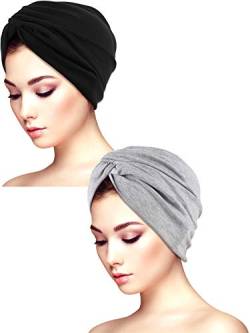 Yaomiao 2 Stücke Schlaf Weichen Turban Kappen Gedruckt Turban Hut Schlaf Hut Headwears für Damen (Farbe Satz 2) von Yaomiao