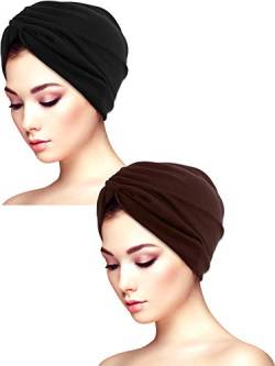 Yaomiao 2 Stücke Schlaf Weichen Turban Kappen Gedruckt Turban Hut Schlaf Hut Headwears für Damen (Farbe Satz 5) von Yaomiao