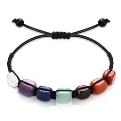 Yaomiao 7 Chakren Healing Kristalle Armband Natürliche Edelsteine Reiki Stein Angst Perlenarmband Verstellbare Heilsteine Armreif Quarz Schmuck für Damen Herren Yoga Meditation von Yaomiao