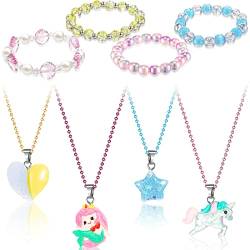 Yaomiao 8 Stück Mädchen Einhorn Schmuck Sets Kinder Einhorn Halskette und Armband Set Buntes Einhorn Schmuck für Mädchen Kleinkinder Kinder Rollenspiel Prinzessin Verkleidung von Yaomiao