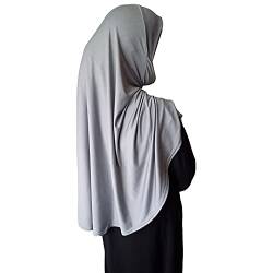 Fertiger Hijab aus einem Stück, al Amira, XL, mit Kinnbedeckung Gr. Einheitsgröße , hellgrau von Yaqeen aparell