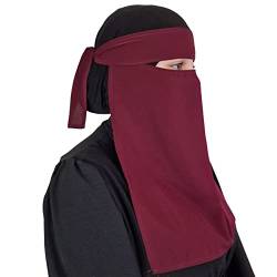 Hijab Niqab Gesichtsschleier Jilbab Abaya Khimar Kopftuch Einteiler Islamischer Schal Ideal Madrassa Moschee Ramadan Eid Hochzeit Alltag, burgunderfarben, One size von Yaqeen