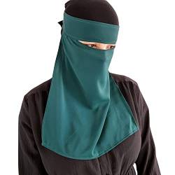 Hijab Niqab Gesichtsschleier Jilbab Abaya Khimar Kopftuch Einteiliger islamischer Schal Ideal Madrassa Moschee Ramadan Eid Hochzeit Alltag, dunkelgrün, One size von Yaqeen