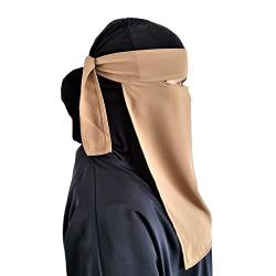 Hijab Niqab Gesichtsschleier Jilbab Abaya Khimar Kopftuch Einteiliger islamischer Schal Ideal Madrassa Moschee Ramadan Eid Hochzeit Alltag, mokka, Einheitsgröße von Yaqeen