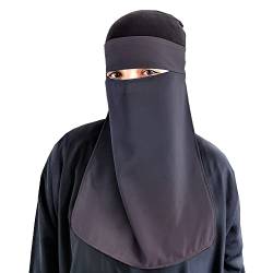 Hijab Niqab Gesichtsschleier Jilbab Abaya Khimar Kopftuch Einteiliger islamischer Schal Ideal Madrassa Moschee Ramadan Eid Hochzeit Alltag, navy, Einheitsgröße von Yaqeen
