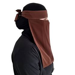 Hijab Niqab Gesichtsschleier Jilbab Abaya Khimar Kopftuch Einteiliger islamischer Schal Ideal Madrassa Moschee Ramadan Eid Hochzeit Alltag, schokoladenbraun, One size von Yaqeen