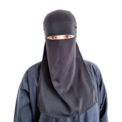 Hijab Niqab Gesichtsschleier Jilbab Abaya Khimar Kopftuch Moschee Ramadan Eid Hochzeit Alltag, Schwarz von Yaqeen