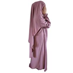 Yaqeen Abaya + Khimar Diamant-Diamant-Dreieck-Schliff-Set, langer Hijab-Muslim-Schal, Jilbab-Muslimisches Maxikleid Gebetskleid, Flieder von Yaqeen