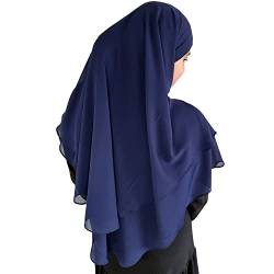 Yaqeen Hijab Kurzer Chiffon-Khimar, 2-lagig, Diamantschliff, Dreieck, Hijab, Muslimischer Schal, Kopftuch, Chadors, Arabien, islamisches Gebetskleid, muslimische Schals, navy, One size von Yaqeen