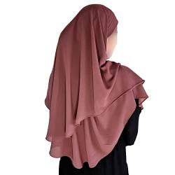 Yaqeen Hijab Kurzer Chiffon-Khimar, 2-lagig, Diamantschliff, Dreieck, Hijab, Muslimischer Schal, Kopftuch, Chadors, Arabien, islamisches Gebetskleid, muslimische Schals, rot, One size von Yaqeen