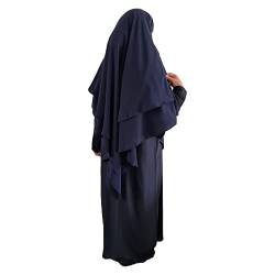 Yaqeen Hijab XL Khimar 2 Lagen Diamantschliff Dreieck Lang Hijab Muslimah Schal Einteiler Medina Seide Stoff Kopftuch Chadors Arabien Islamisches Gebetskleid Muslimische Schals, navy, One size von Yaqeen