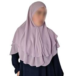 Yaqeen Hijab kurz Chiffon Khimar 2 Schicht Diamantschliff Dreieck Hijab Muslimah Schal ein Stück Kopftuch Chadors Arabien Islamische Gebet Kleid Muslimische Schals, Flieder, One size von Yaqeen