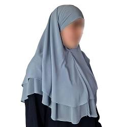 Yaqeen Hijab kurz Chiffon Khimar 2 Schicht Diamantschliff Dreieck Hijab Muslimah Schal ein Stück Kopftuch Chadors Arabien Islamische Gebet Kleid Muslimische Schals, hellblau, One size von Yaqeen