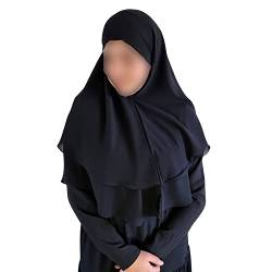 Yaqeen Hijab kurzer Khimar 2-lagiger Diamantschliff Dreieck Hijab Muslimah Schal Einteiler Chiffon Blickdicht Kopftuch Chadors Arabien Islamisches Gebetskleid Muslimische Schals, Schwarz , One size von Yaqeen