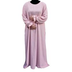 Yaqeen Jazz Abaya Seitentaschen Muslimah Maxikleid Islamisches Gebetskleid Ideal Casual/Moschee/Madrassa/Ramadan/Eid/Hajj/Umrah, hellrosa, Einheitsgröße von Yaqeen