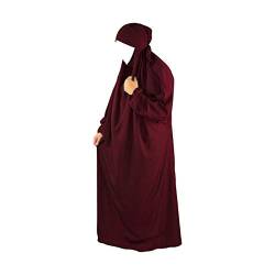 Yaqeen Jilbab mit Spandex Ärmel, Overhead Jilbab, Abaya, Khimar, islamisches Gebetskleid, one Piece Jilbab, Gebetsset, weinrot von Yaqeen