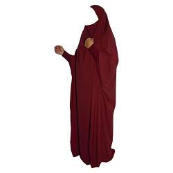 Yaqeen Jilbab mit Spandex Ärmel, Overhead Jilbab, Abaya, Khimar, islamisches Gebetskleid, one piece Jilbab, Gebetsset, Burgundy von Yaqeen