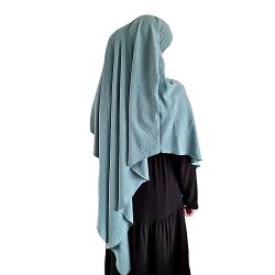 Yaqeen Khimar Dreieck Lange Hijab für Muslimah ein Stück Weiche Kreppstoff Kopftuch Material Chadors Arabien Islamische Gebetskleid Muslimische Schals Körperabdeckung, mintgrün, One size von Yaqeen