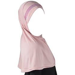 Yaqeen Kinder Mädchen Kopftuch Hijab Glitzerborde, Sport Hijab, Amira Kopfbedeckung 6-12 Jahren, Einheitsgröße, rosa von Yaqeen