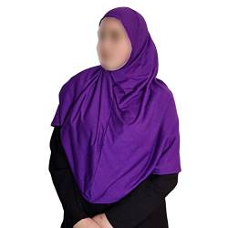 Yaqeen XL Hijab Baumwolle/Viscose einteiliges Amira Hijab, Khimar, muslimisches Kopftuch, Lila von Yaqeen