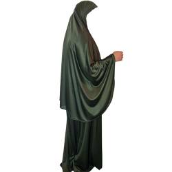 Yaqeen zweiteiliges Gebetsset, Kopftuch und Rock, Einheitsgröße, Khimar, Hijab Lycra Gebetskleid, khaki von Yaqeen