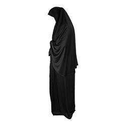 Yaqeen zweiteiliges Gebetsset, Kopftuch und Rock, Einheitsgröße, Khimar, Hijab Lycra Gebetskleid, schwarz von Yaqeen