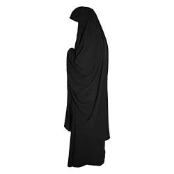 Zweiteiliges Jilbab-Set (Rock + Khimar) mit elastischen Bündchen, Einheitsgröße, ideal für den Alltag, Gebetskleid, Hajj Umrah Vollabdeckung, Schwarz , Einheitsgröße von Yaqeen