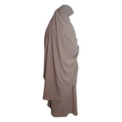 Zweiteiliges Jilbab-Set (Rock + Khimar) mit elastischen Bündchen, Einheitsgröße, ideal für den Alltag, Gebetskleid, Hajj Umrah Vollabdeckung, beige, Einheitsgröße von Yaqeen