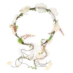 Yardenfun Stirnband Mädchenhaare Blumenhaar Haarband haar spangen Blumenmädchen Haarschmuck Kränze Urlaubsfoto-Requisite Kopfbedeckung für Mädchen frisch Zweige und Blätter Stoffblumen Kranz von Yardenfun