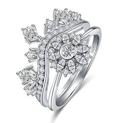 925 Sterling Silber Verlobungsring Set for Damen, CZ simuliert Diamant Blume Ring Krone Trauringe Versprechen Ring für Frau Mädchen von Yaresul