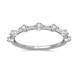 Yaresul 0,21 Karat Moissanit Ring Silber 925 Ring Damen Dünner Ring Verlobungsring Ehering Lünette Set Rundschliff D Farbe VVS1 Labor erstellt Diamant Ringe Größe 52 von Yaresul