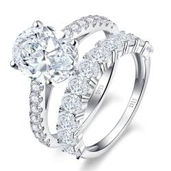 Yaresul 1.0ct 925 Sterling Silber Braut Ring Set Oval geschnitten Weiß Zirkonia Verlobung Ehering Set für Frauen Hochzeit Versprechen Ringe Set für Sie Größe 57(18.1) von Yaresul