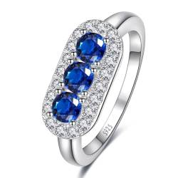 Yaresul Erstellt Blauer Saphir Ring für Frauen Saphir Ring für Frauen 925 Sterling Silber Blau kubischer Zirkonia Ring für Frauen Blau Cocktail Ring Jubiläum Ring, Größe 52(16.6) von Yaresul