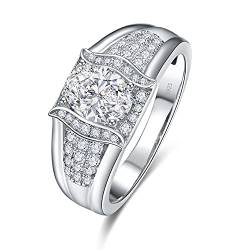 Yaresul Sterling Silber Braut Ring, Oval Cut Halo Verlobungsring Fake Ehering, Vorschlag Ring für Sie, Größe 59 (18.8) von Yaresul
